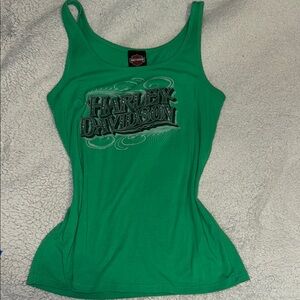 Harley-Davidson Green Sleeveless Vintage Tank Top